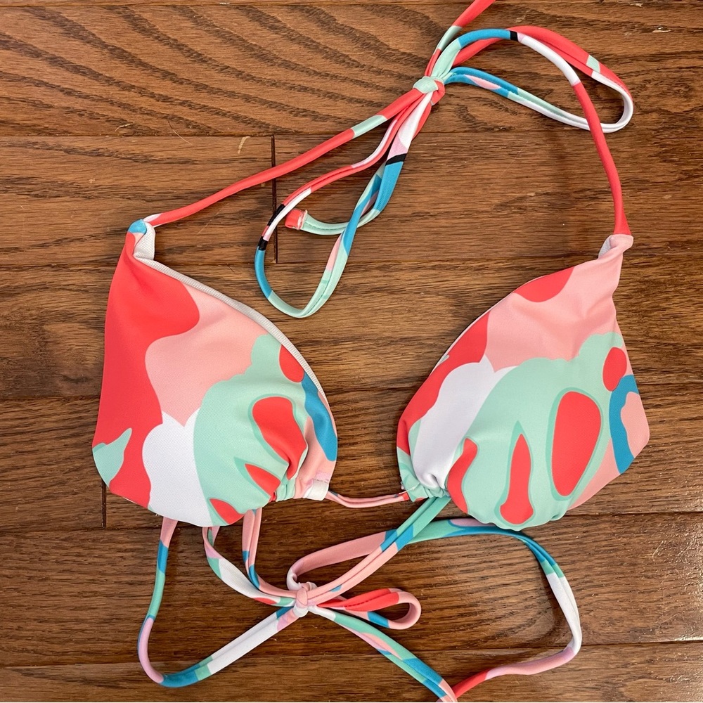 Shein Color Block Ruched Bikini Swimsuit • Multicolor - Picture 2 of 5